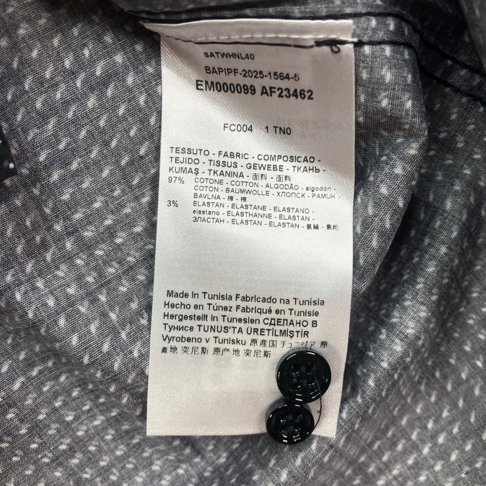 NEW Emporio Armani Mens M Button Down Shirt Black Micro Fancy $345 NWT - Picture 10 of 12